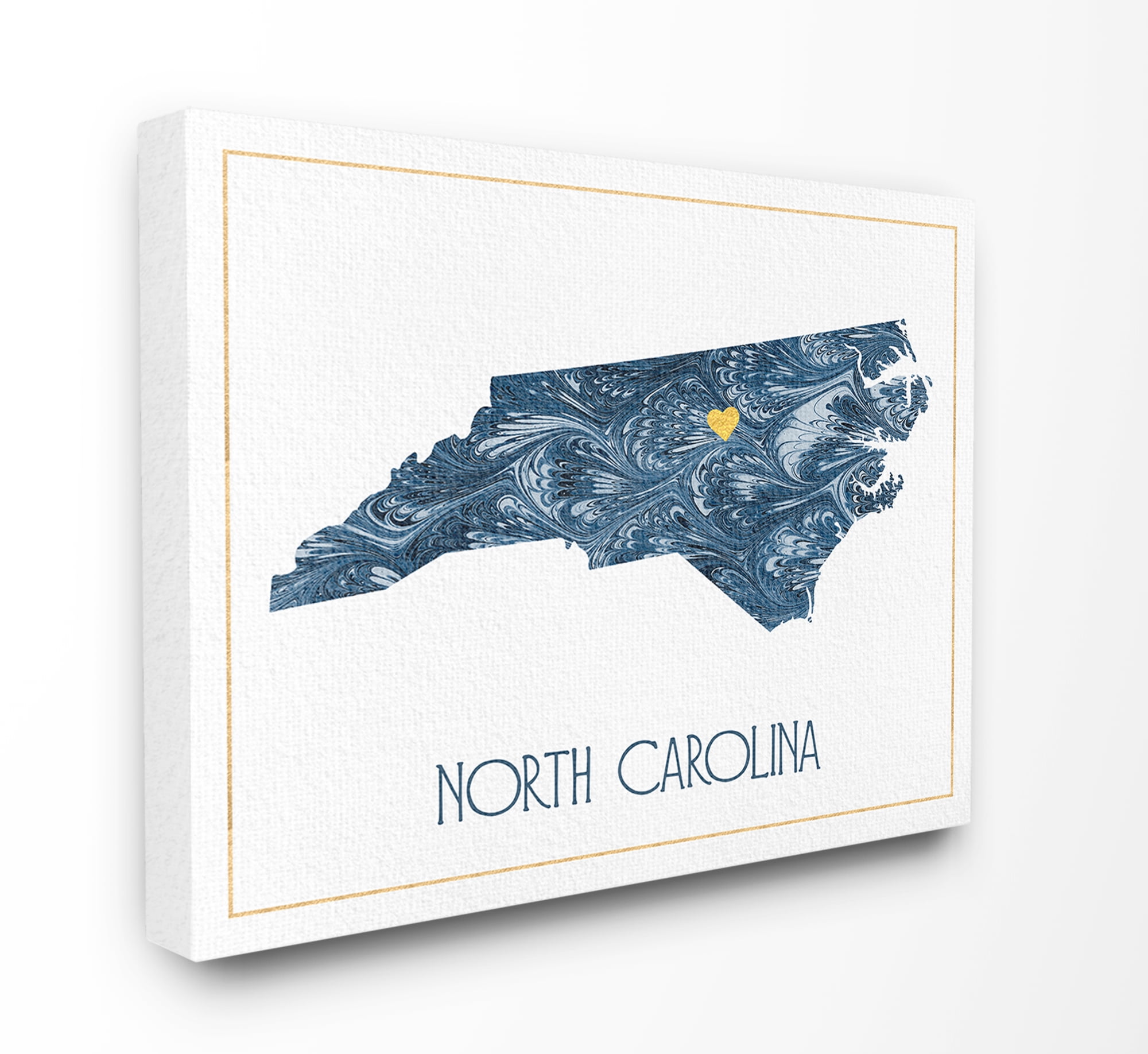 The Stupell Home Decor North Carolina Minimal Blue Marbled Paper Silhouette Canvas Wall Art