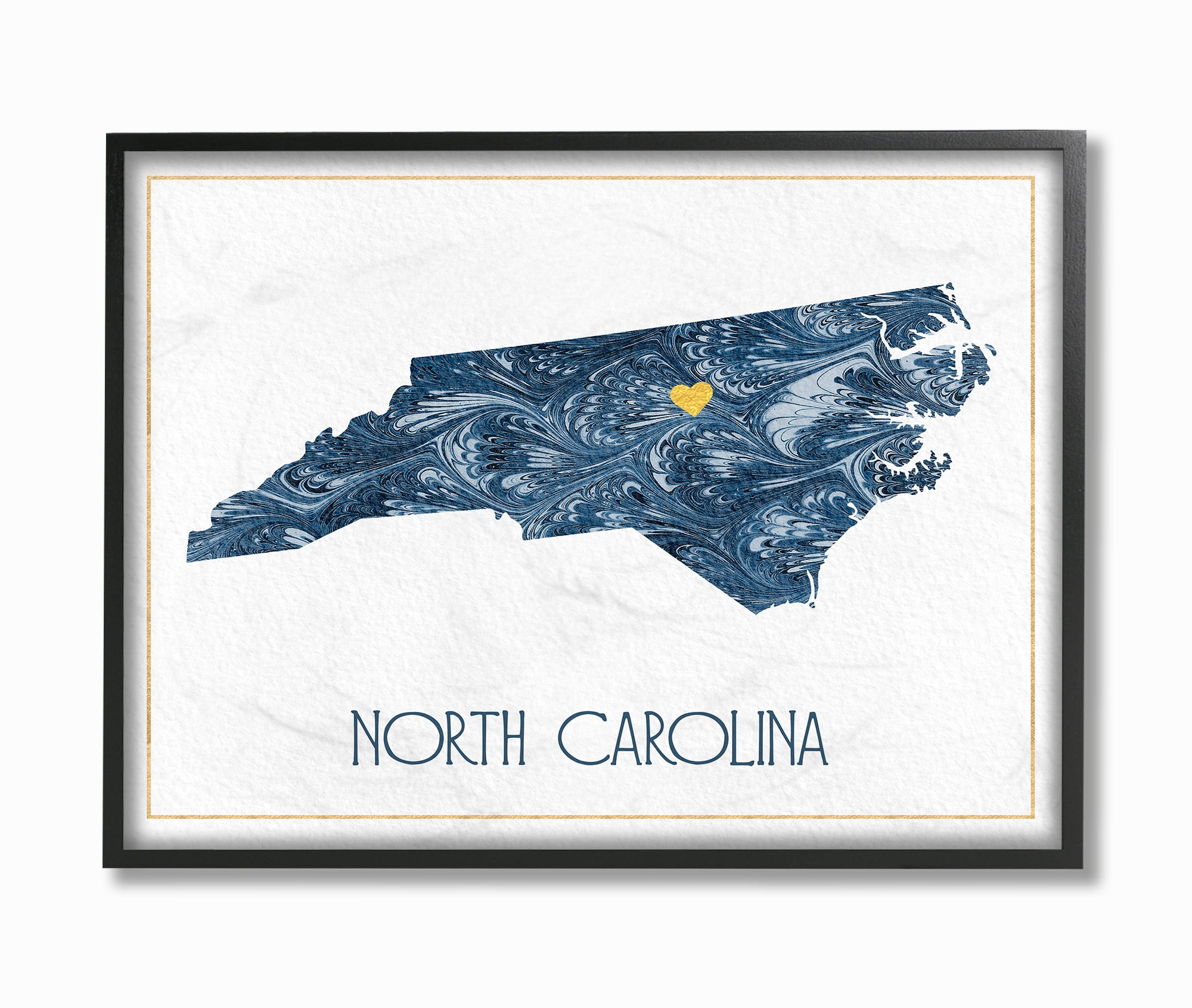 The Stupell Home Decor North Carolina Minimal Blue Marbled Paper Silhouette Framed Texturized Art