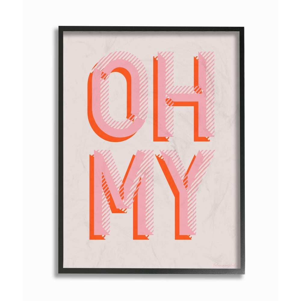 The Stupell Home Decor Oh My Punchy Pink and Orange Block Typography
