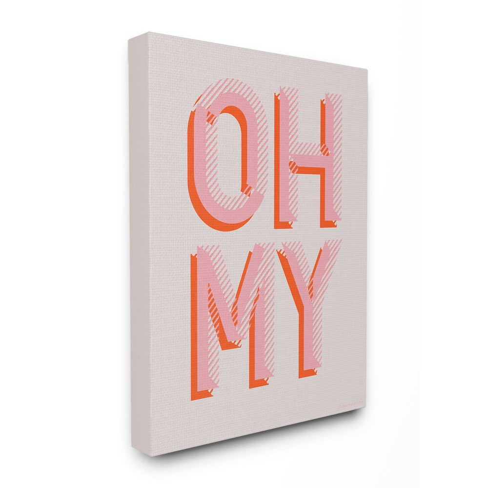 The Stupell Home Decor Oh My Punchy Pink and Orange Block Typography