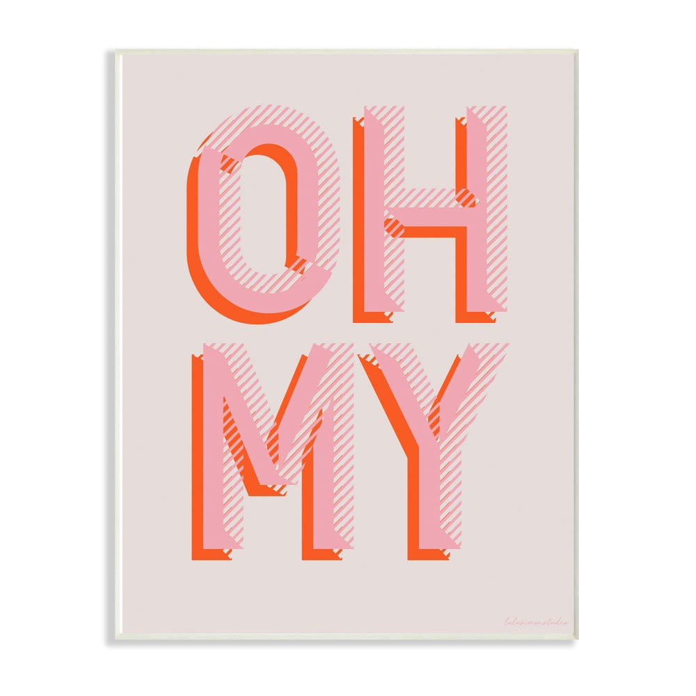 The Stupell Home Decor Oh My Punchy Pink and Orange Block Typography