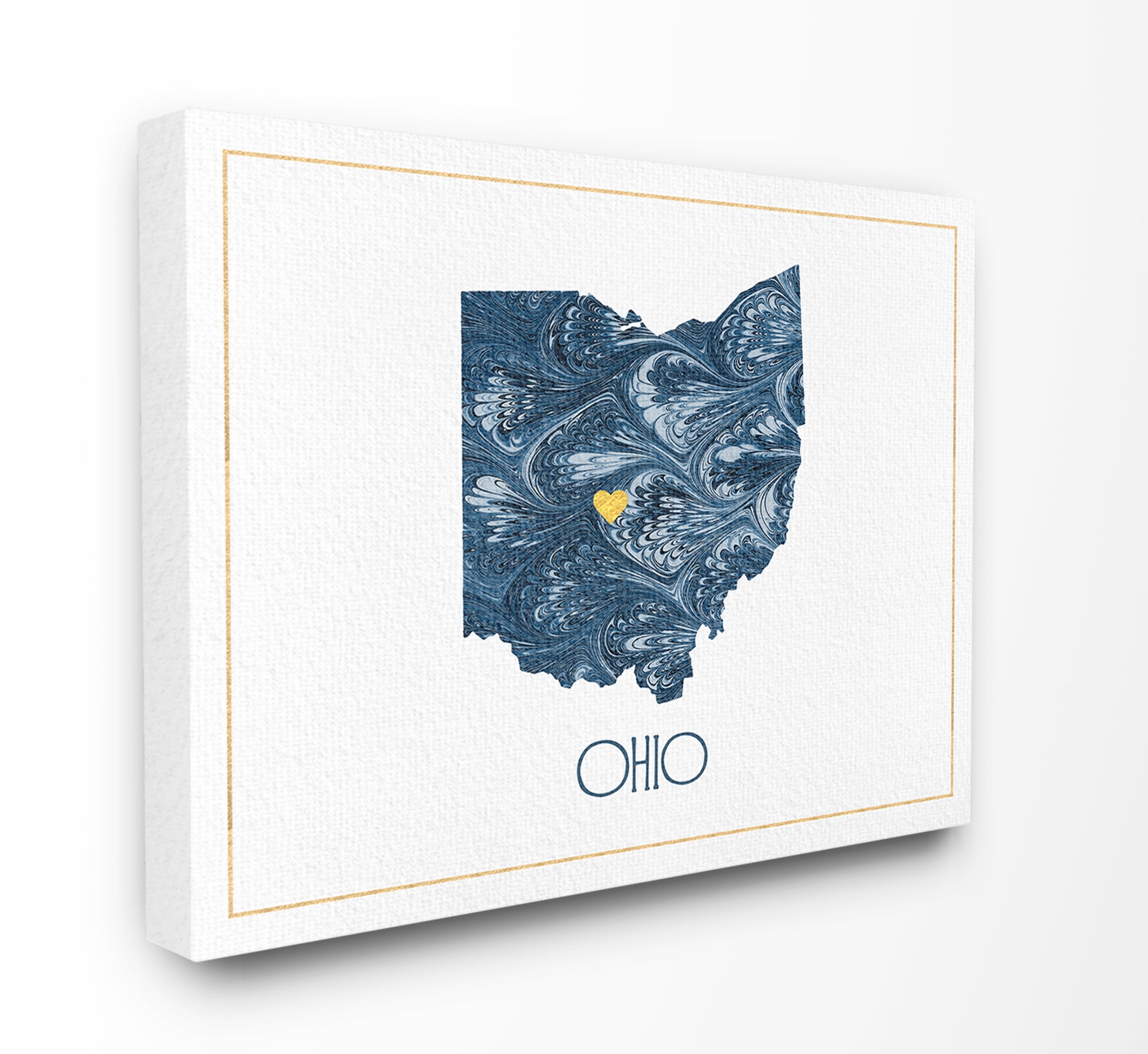 The Stupell Home Decor Ohio Minimal Blue Marbled Paper Silhouette Canvas Wall Art