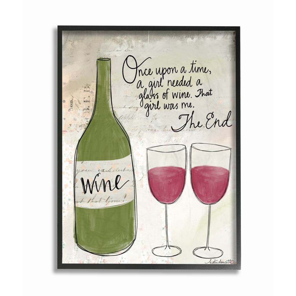 The Stupell Home Decor Once Upon a Wine Red Wine Glasses Story Typography