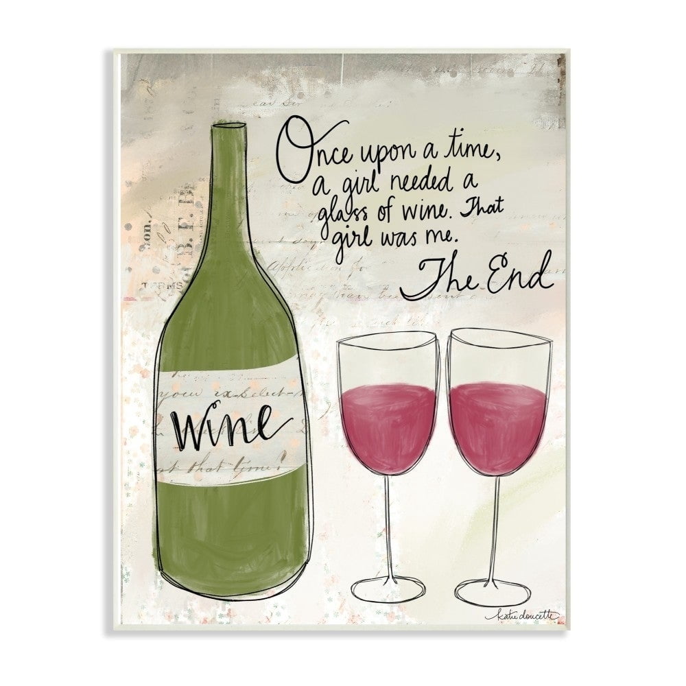 The Stupell Home Decor Once Upon a Wine Red Wine Glasses Story Typography