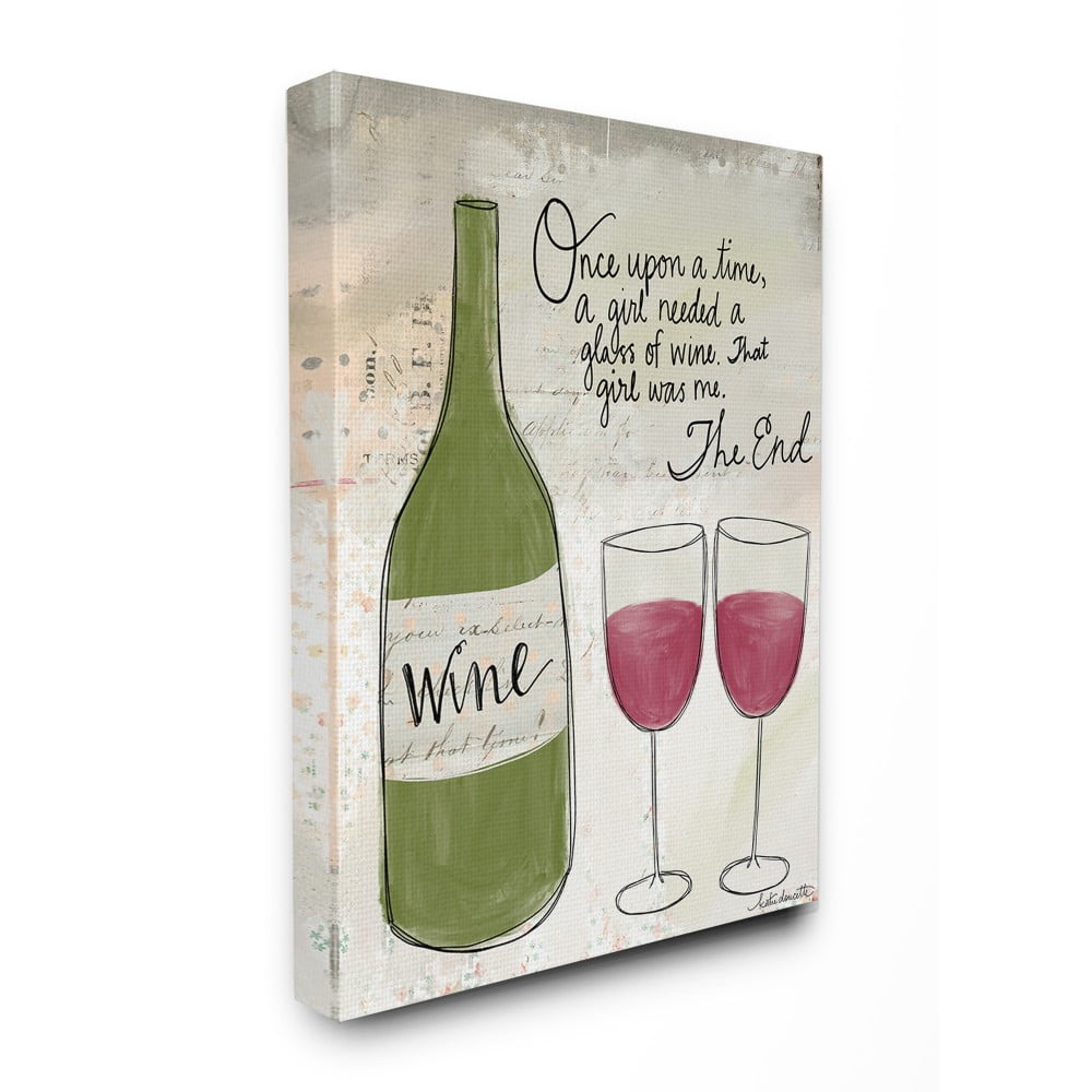 The Stupell Home Decor Once Upon a Wine Red Wine Glasses Story Typography