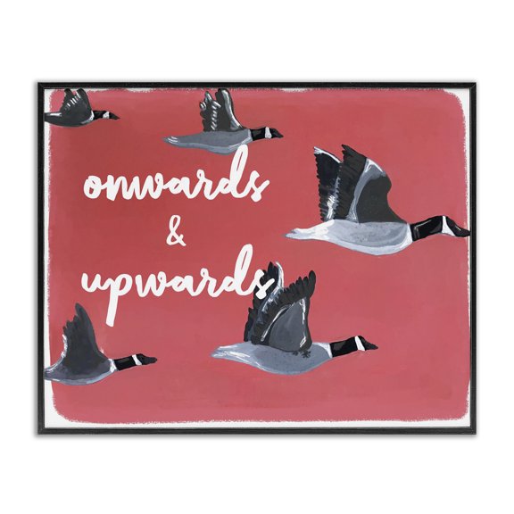 Stupell Industries Modern Onwards and Upwards Red Hand Drawn Geese Flying Illustration Black Framed Giclee Art, 14 x 11, by Cindy Willingham