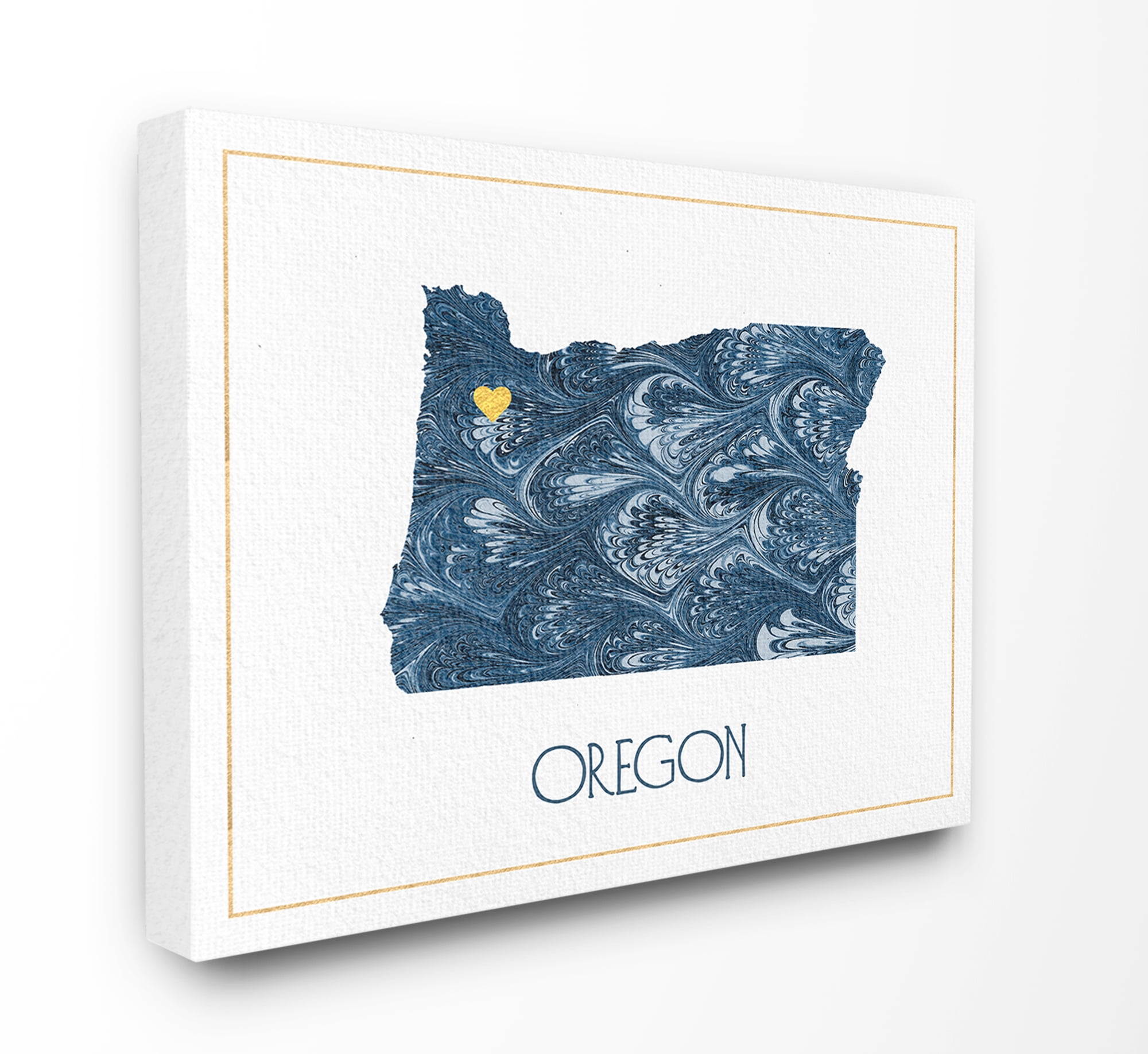 The Stupell Home Decor Oregon Minimal Blue Marbled Paper Silhouette Canvas Wall Art