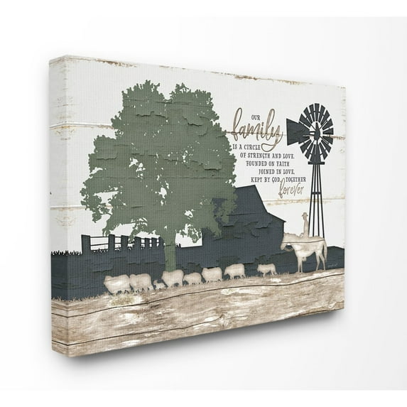 The Stupell Home Decor Our Family Is A Circle of Strength Farm Homestead Silhouette