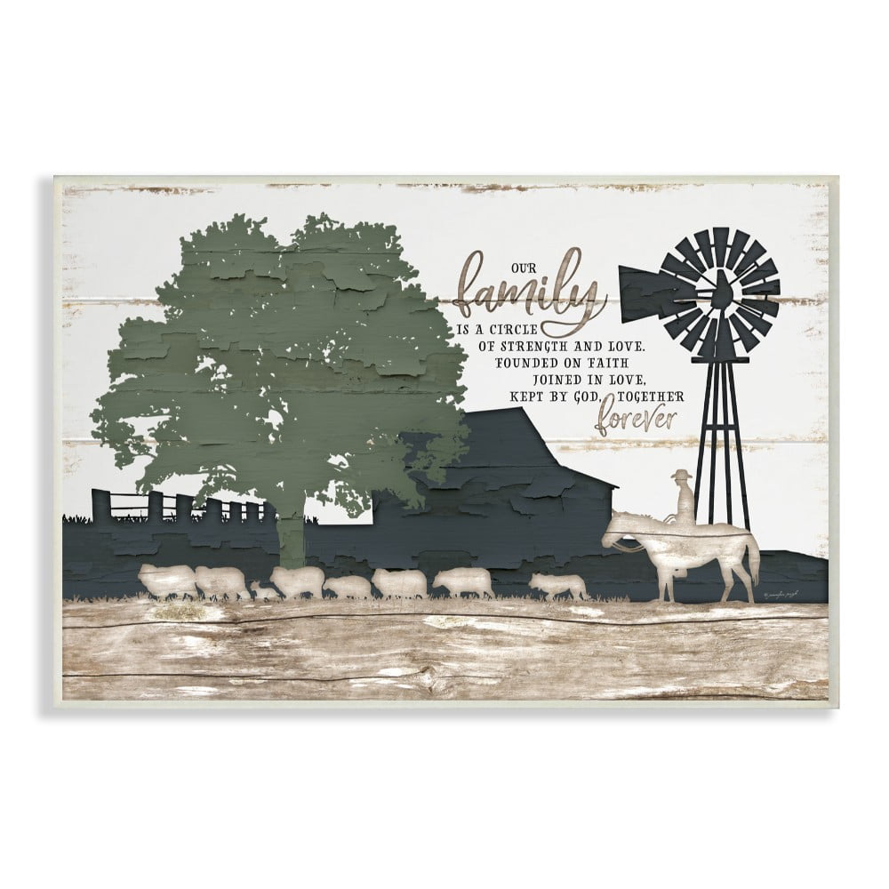 The Stupell Home Decor Our Family Is A Circle of Strength Farm Homestead Silhouette
