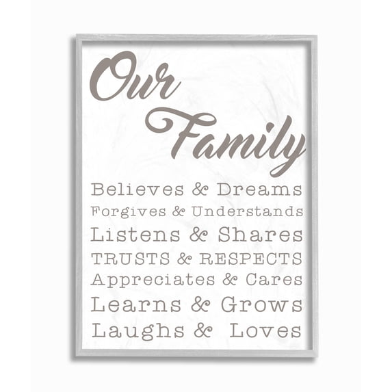 The Stupell Home Decor Our Family Laughs and Loves Gray Framed Texturized Art