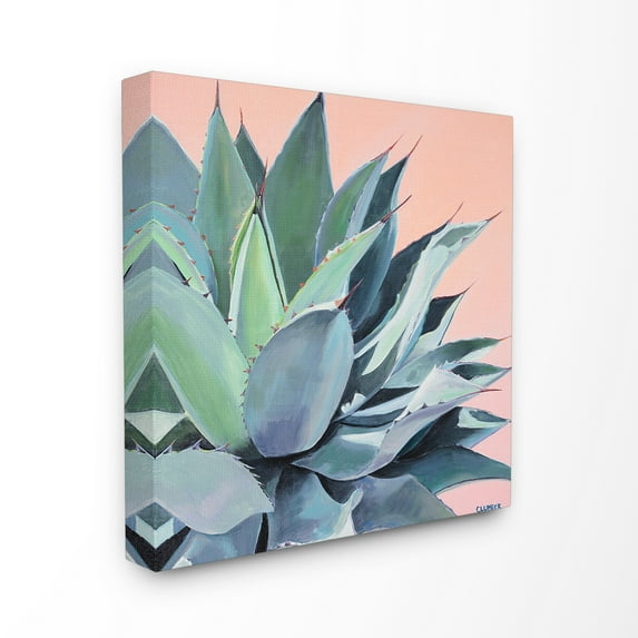 The Stupell Home Decor Painted Aloe Succulent on Coral Peach Ground Canvas Wall Art