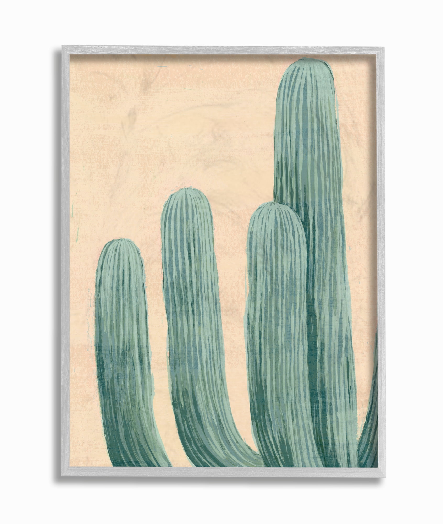 The Stupell Home Decor Painted Dusty Cacti Gray Framed Texturized Art