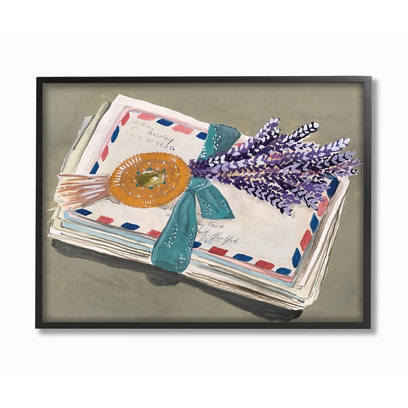 The Stupell Home Decor Painted Letters Sent with a Ribbon and Lavender Framed Art, 11 x 14, Design By Artist Cindy Willingham 11 x 14