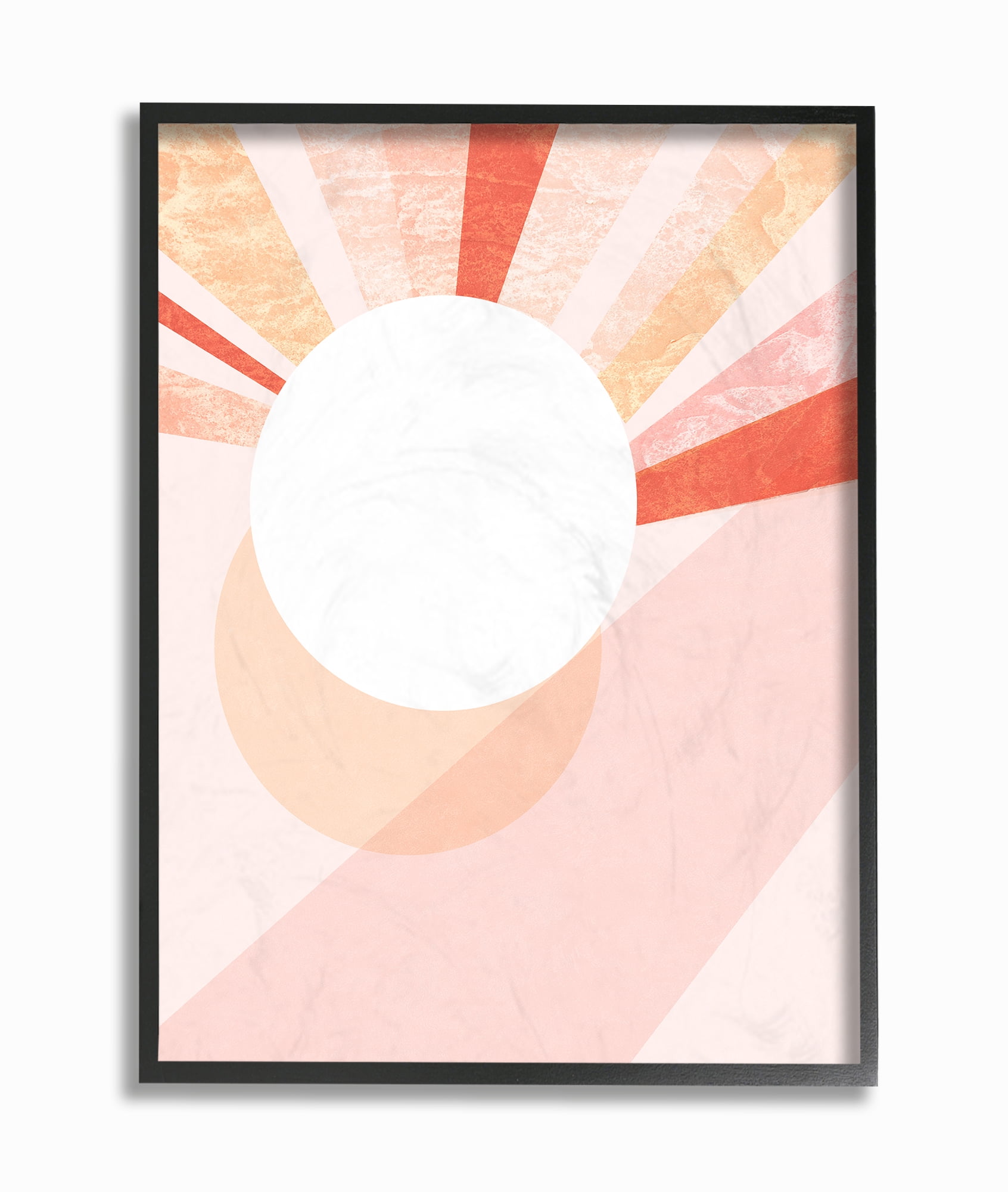 The Stupell Home Decor Peach Mod Stone Texture Geometric Suns Rising Framed Texturized Art
