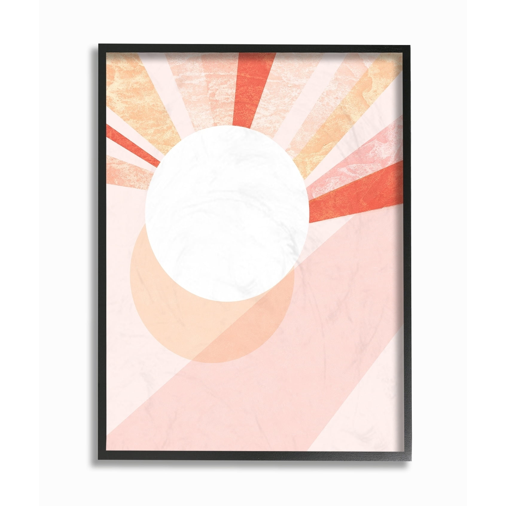 The Stupell Home Decor Peach Mod Stone Texture Geometric Suns Rising Framed Texturized Art