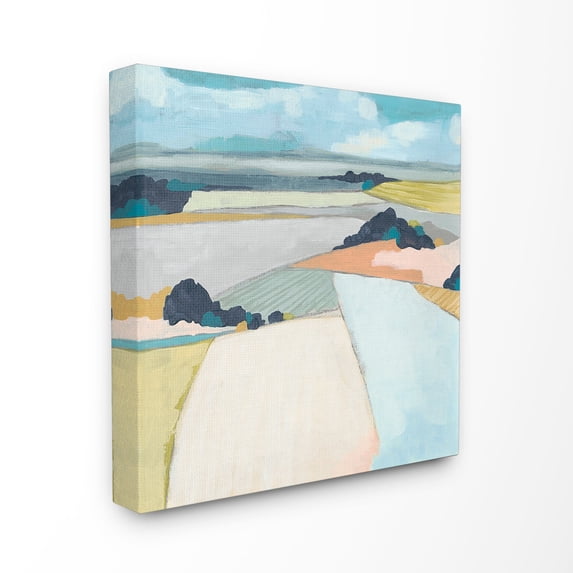 The Stupell Home Decor Peach and Blue Chromatic Fields Color Block Landscape Canvas Wall Art