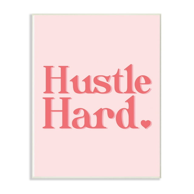 The Stupell Home Decor Peach and Coral Hustle Hard Typography with Heart Wall Plaque Art