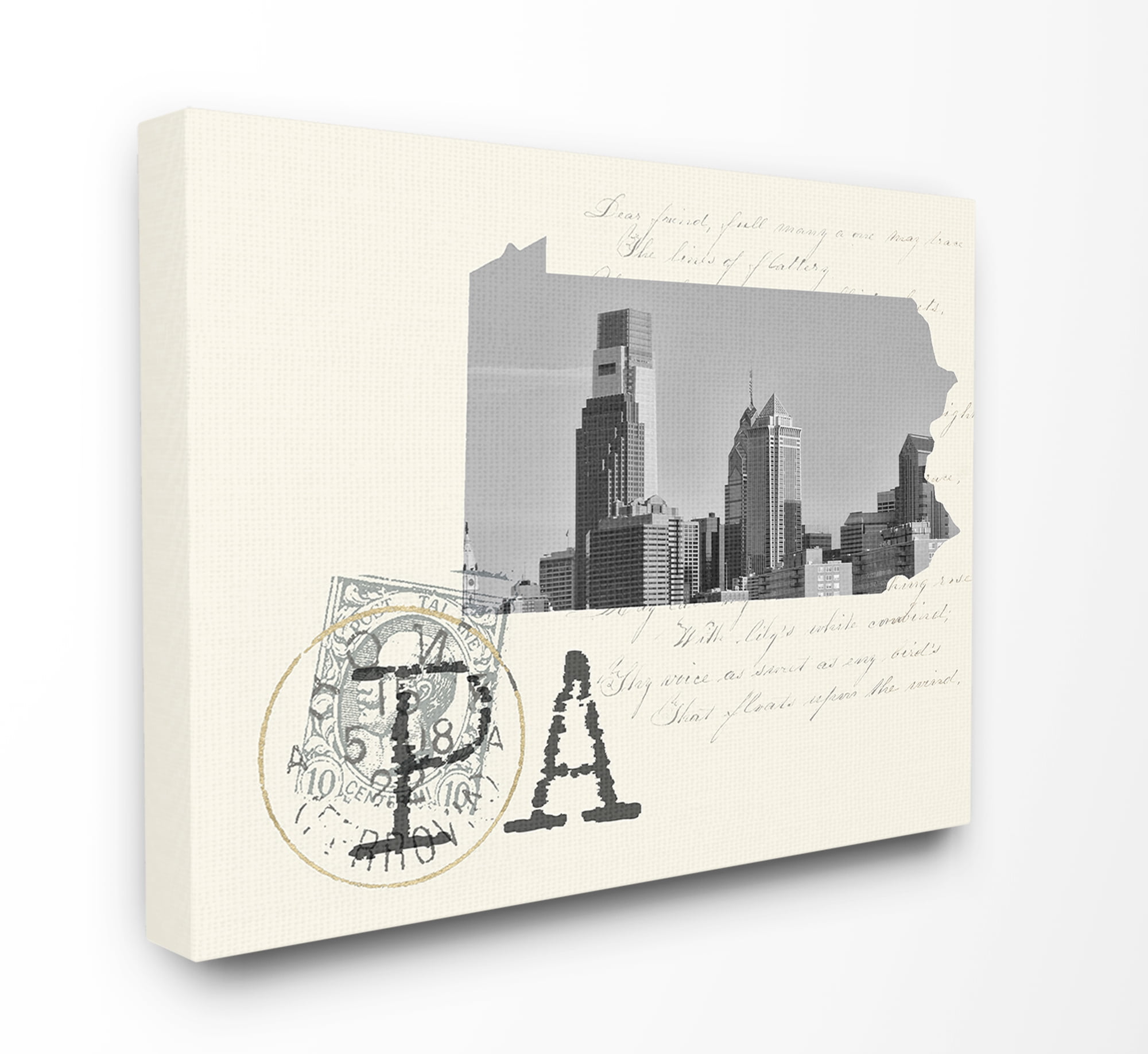 The Stupell Home Decor Pennsylvania Black and White Photograph on Cream Paper Postcard Canvas Wall Art