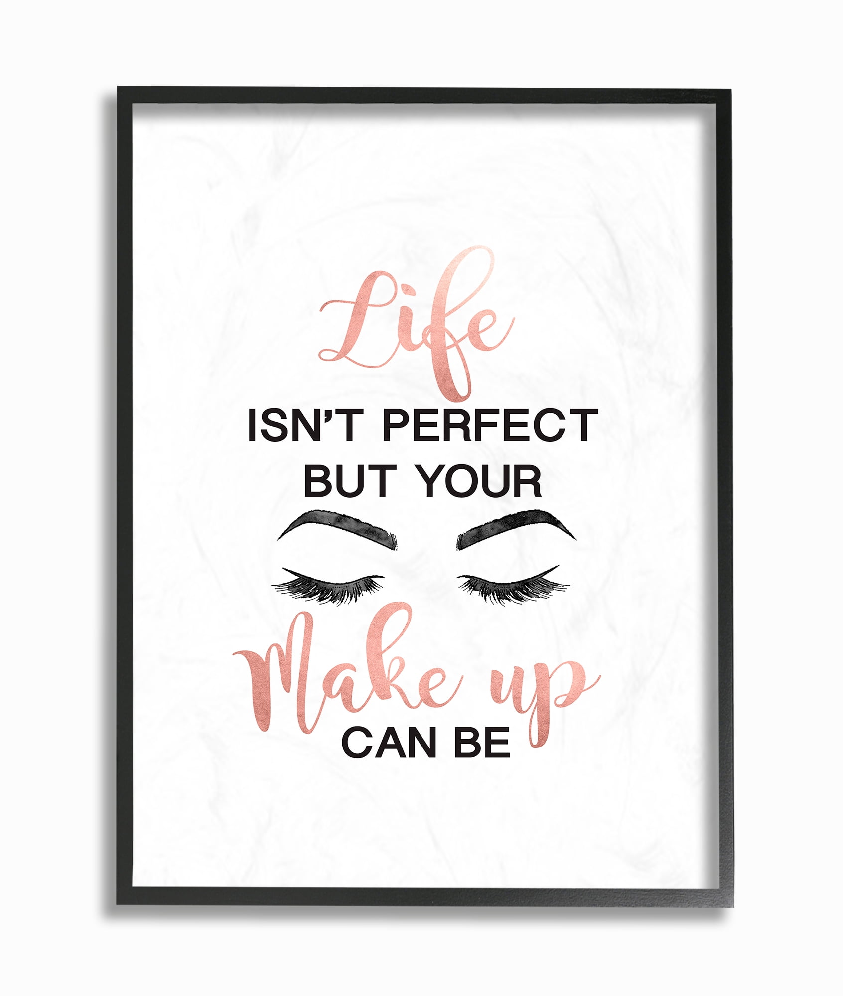 The Stupell Home Decor Perfect Make Up with Lashes Fashion Typography Framed Texturized Art