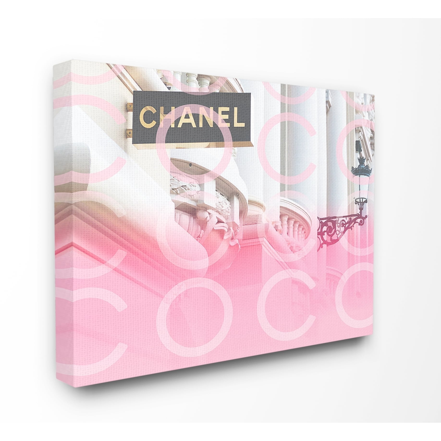 The Stupell Home Decor Pink Ombre C and O Typography High Fashion Storefront Canvas Wall Art