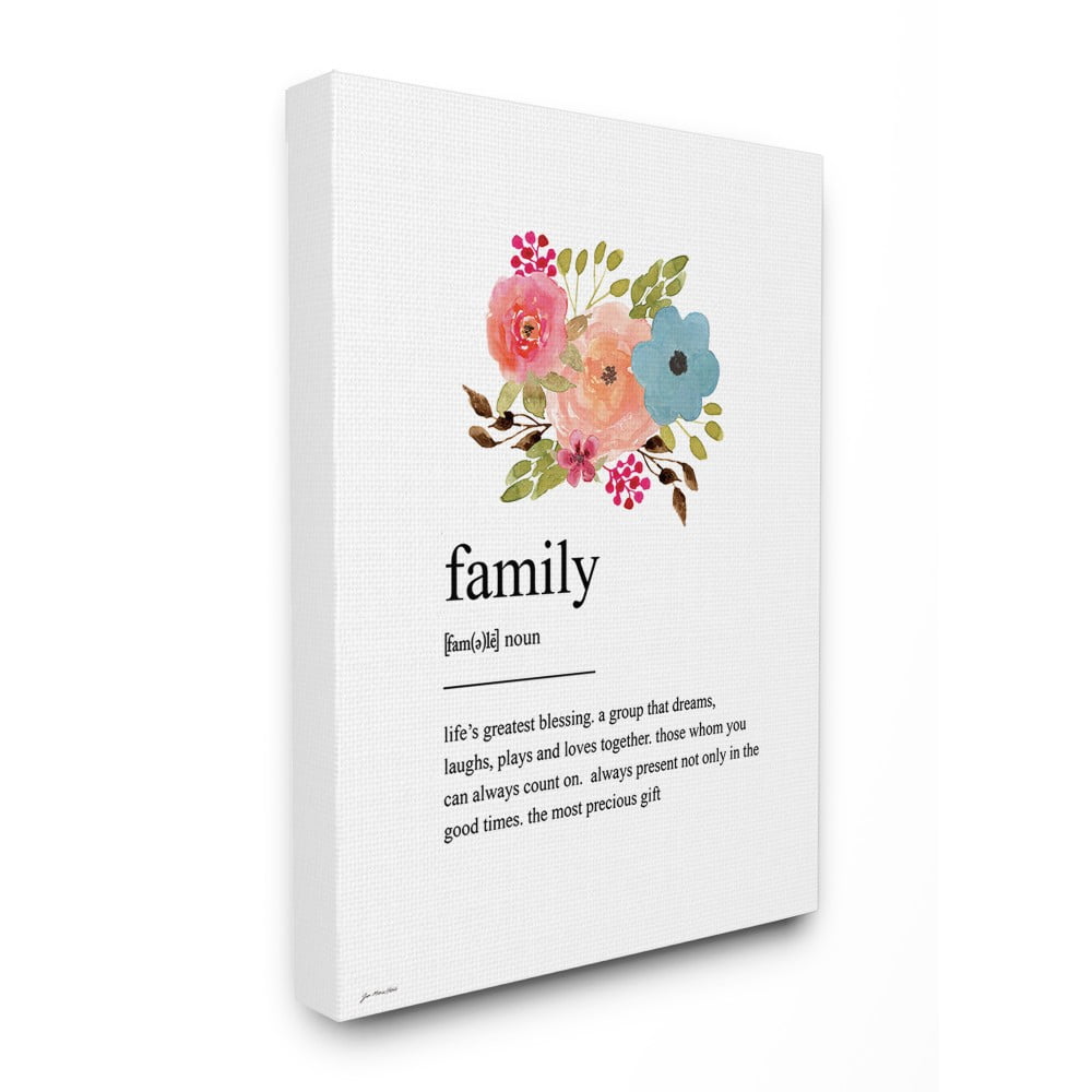 The Stupell Home Decor Pink Peach and Blue Painted Floral Simple Family Definition