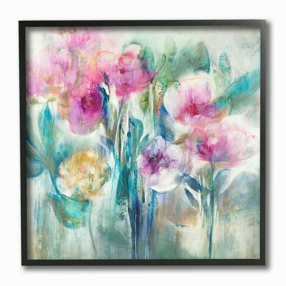 The Stupell Home Decor Pink Purple and Sage Soft Painterly Florals Framed Texturized Art