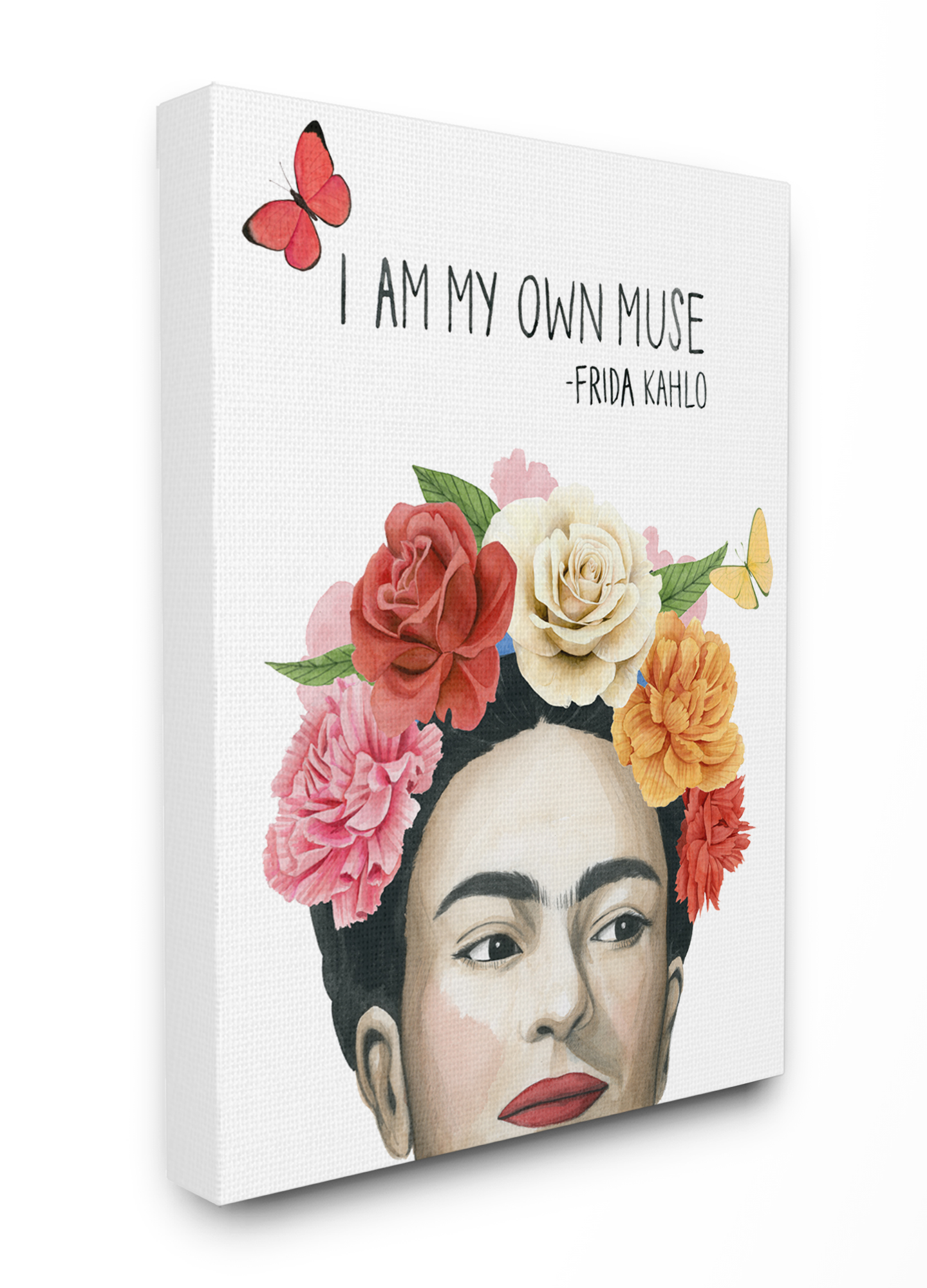 The Stupell Home Decor Pink and Coral My Own Muse Frida's Flowers Canvas Wall Art
