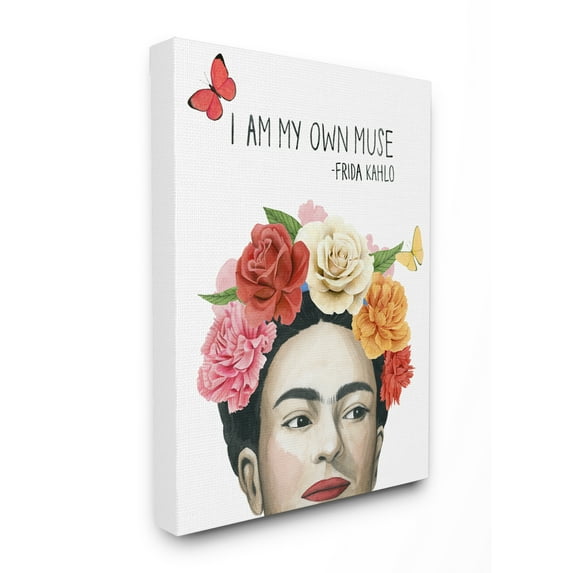 The Stupell Home Decor Pink and Coral My Own Muse Frida's Flowers Canvas Wall Art