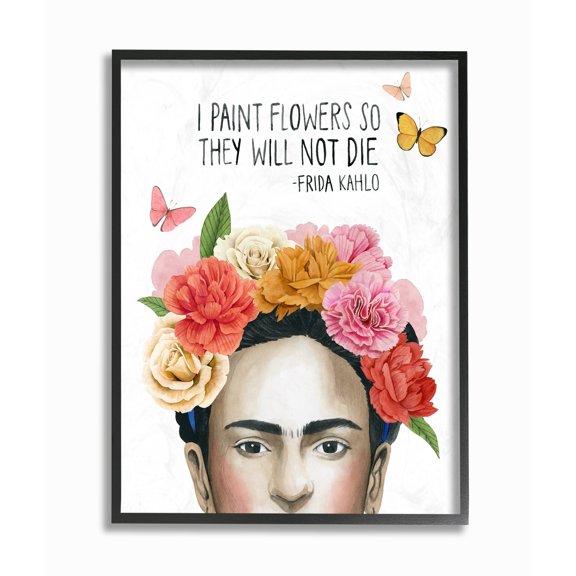 The Stupell Home Decor Pink and Coral Painted Flowers Don't Die Frida's Flowers Framed Art, 11 x 14, Design By Artist Grace Popp 11 x 14
