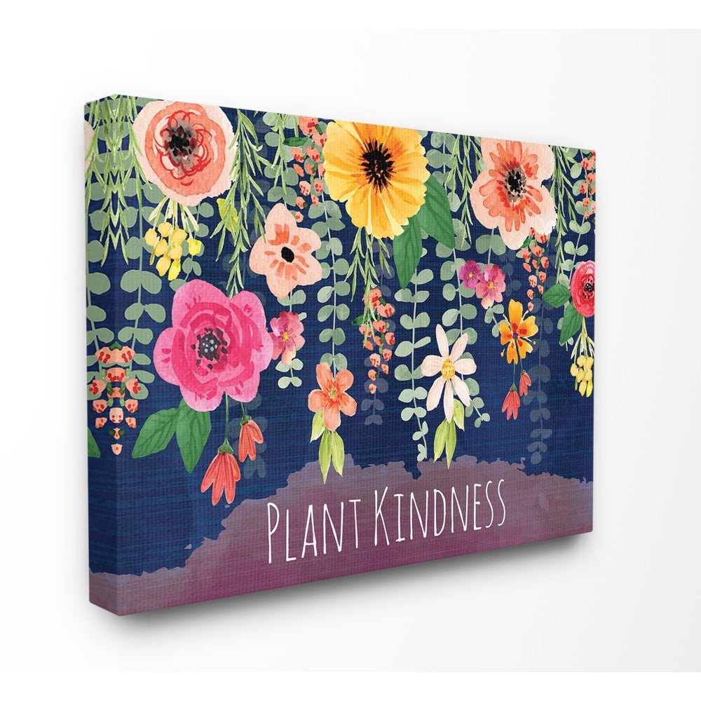 The Stupell Home Decor Plant Kindness Colorful Falling Floral Arrangement in Pink Orange Yellow