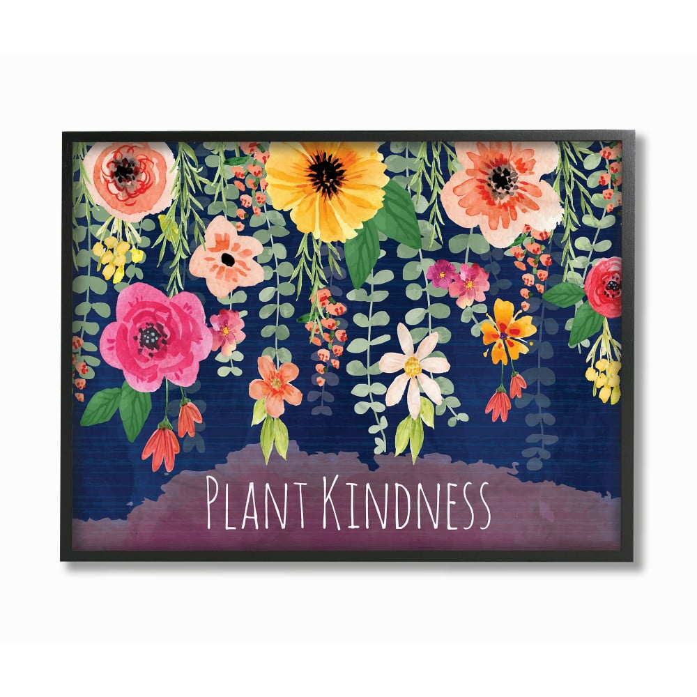 The Stupell Home Decor Plant Kindness Colorful Falling Floral Arrangement in Pink Orange Yellow