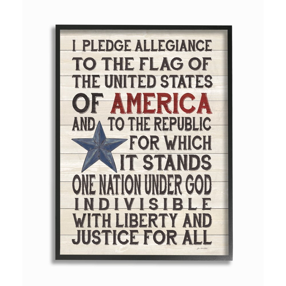 Rustic Americana Pledge of Allegiance Wood Framed Wall Art, 16 x 20