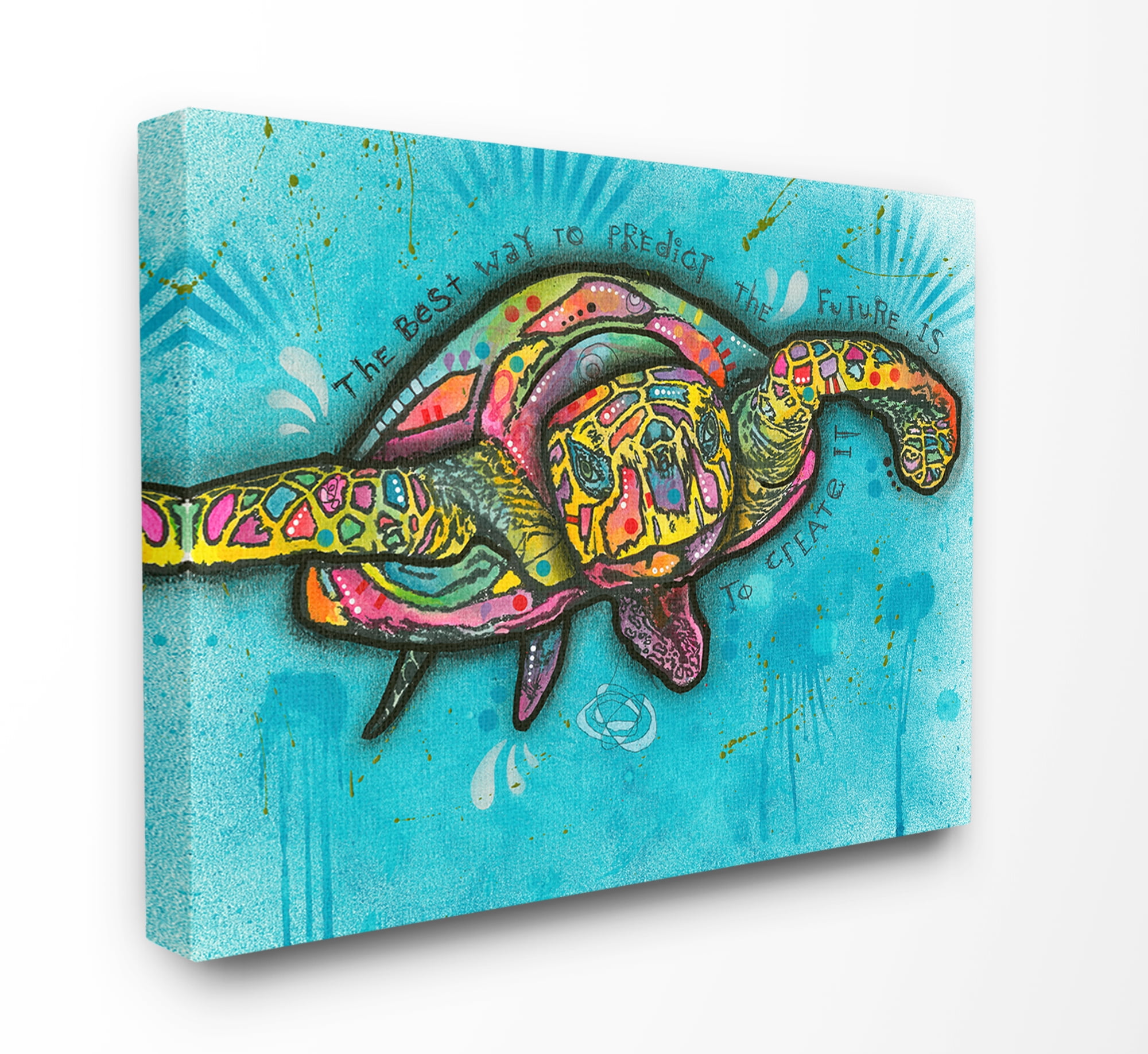 The Stupell Home Decor Predict and Create Surreal Rainbow Paint Splatter Turtle Canvas Wall Art