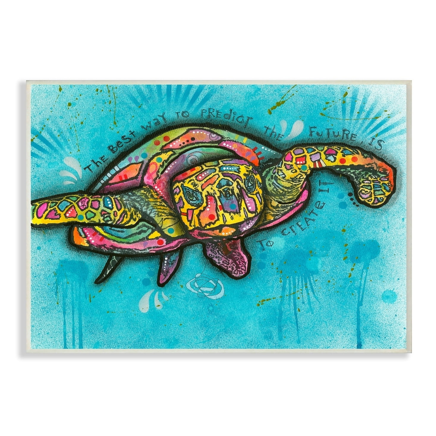 The Stupell Home Decor Predict and Create Surreal Rainbow Paint Splatter Turtle Wall Plaque Art