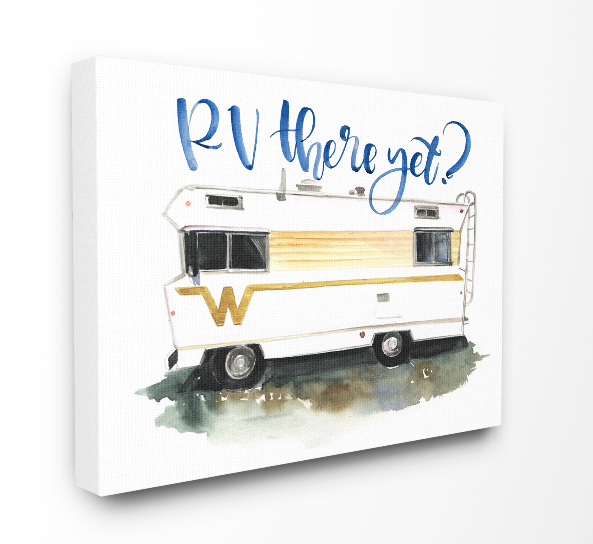 The Stupell Home Decor RV There Yet Yellow Striped RV Watercolor Canvas Wall Art