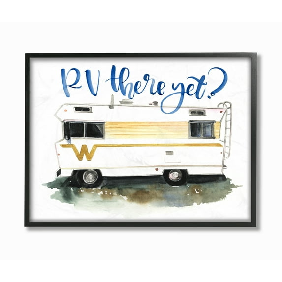 The Stupell Home Decor RV There Yet Yellow Striped RV Watercolor Framed Texturized Art