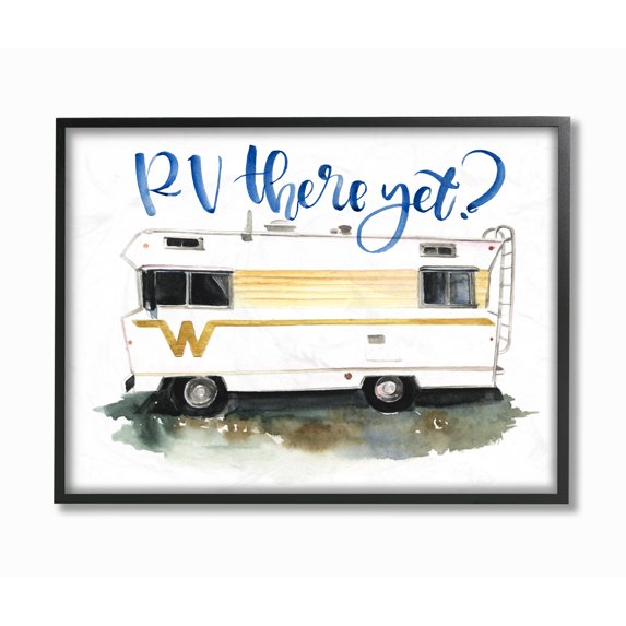 The Stupell Home Decor RV There Yet Yellow Striped RV Watercolor Framed Texturized Art