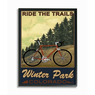 The Stupell Home Decor Ride the Trails Winter Park Colorado Poster Style Framed Texturized Art