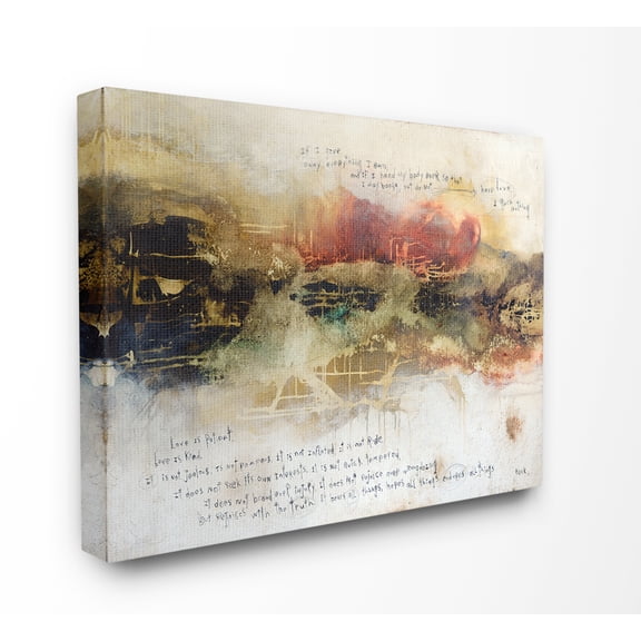 The Stupell Home Decor Rust and Gold Smeared Abstract Painting Over Words Collage Canvas Wall Art