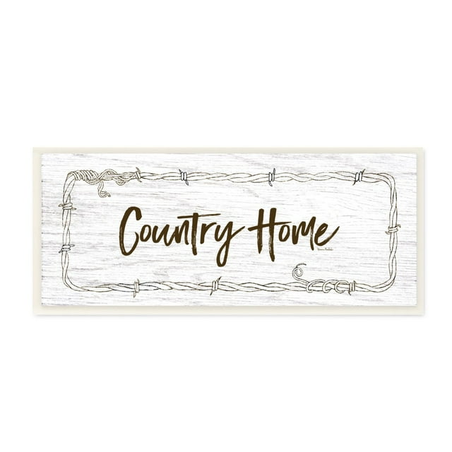 The Stupell Home Decor Rustic Black and White Wood Look Country Home Sign