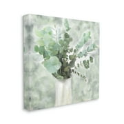 The Stupell Home Decor Sage Green Painterly Eucalyptus In White Vase Canvas Wall Art