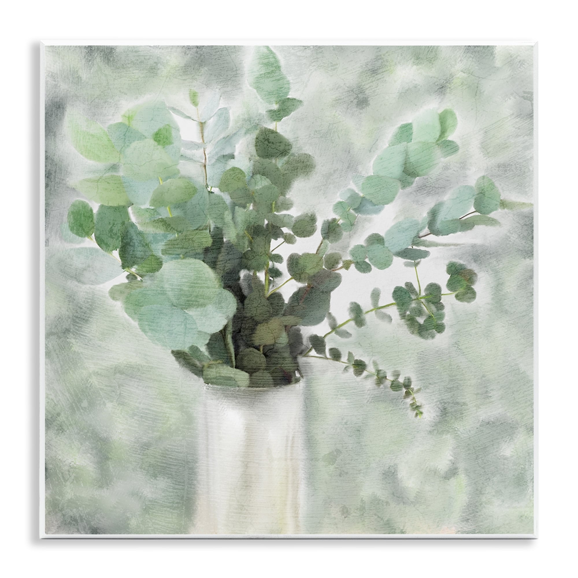 Sage Green Eucalyptus in White Vase 12" x 12" MDF Wall Art