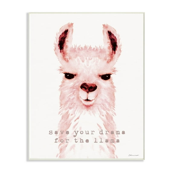 The Stupell Home Decor Save Your Drama for the Llama Pink Watercolor Llama Wall Plaque Art
