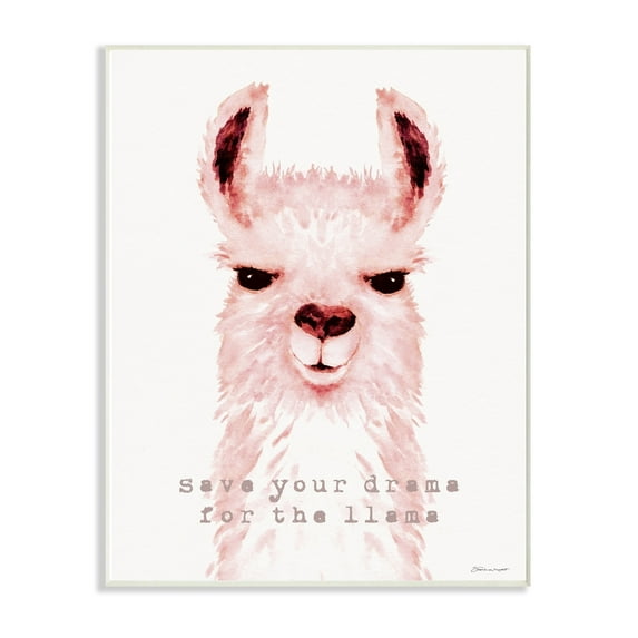 The Stupell Home Decor Save Your Drama for the Llama Pink Watercolor Llama Wall Plaque Art