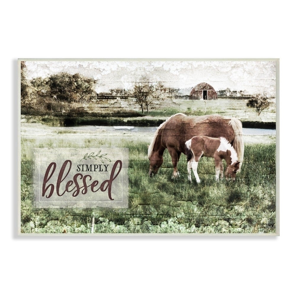 The Stupell Home Decor Simply Blessed Distressed Farm Yard Horses Photograph