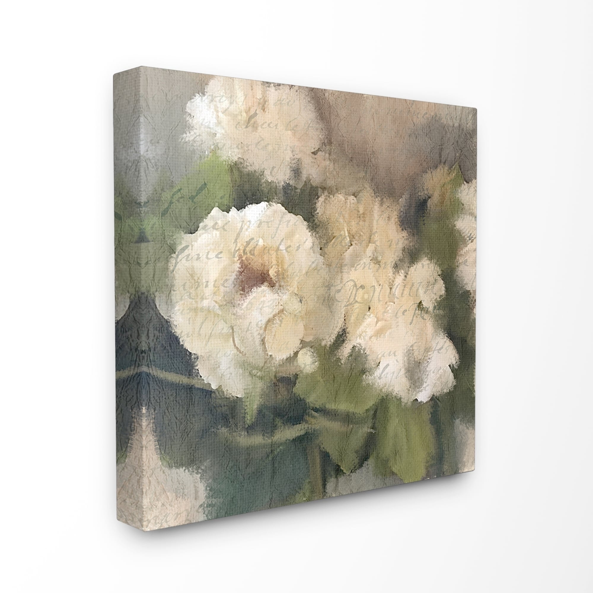The Stupell Home Decor Soft Textural White Summer Hydrangeas Canvas Wall Art