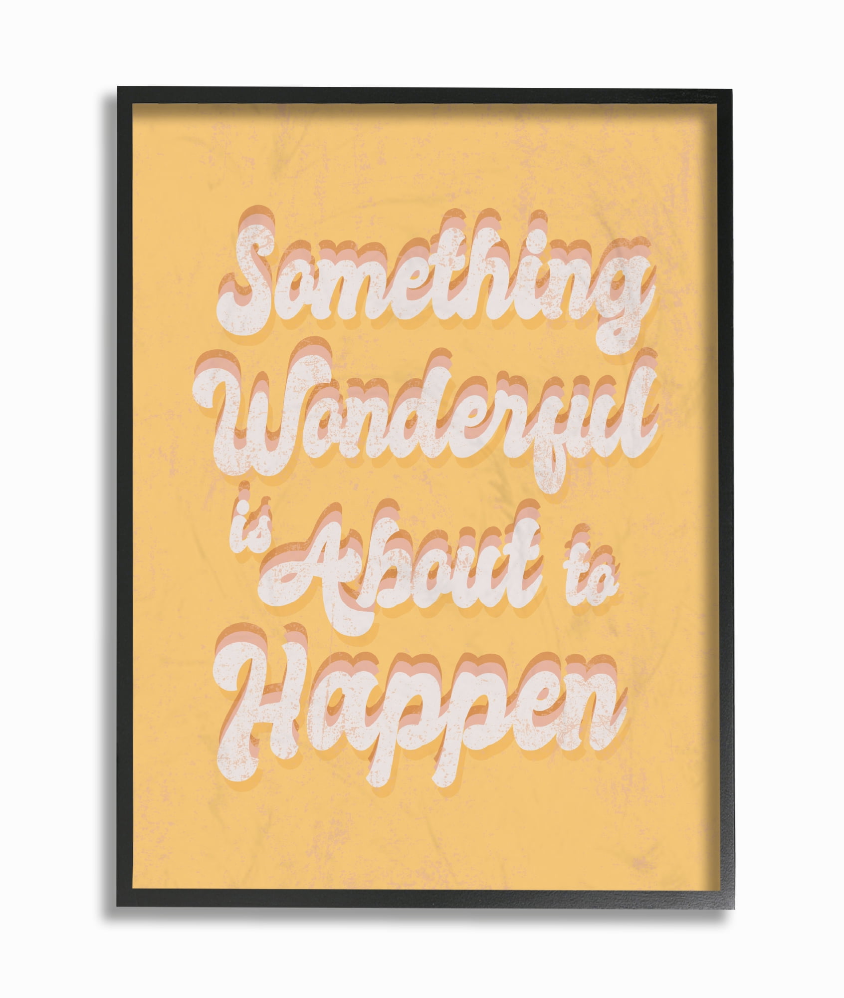 The Stupell Home Decor Something Wonderful Yellow and Pink Seventies Groovy Typography Framed Texturized Art