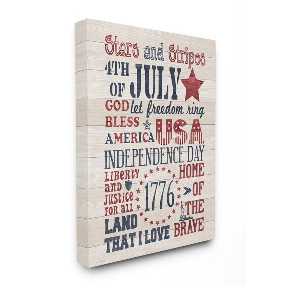 The Stupell Home Decor Stars and Stripes Typography Rustic Planked Look Sign
