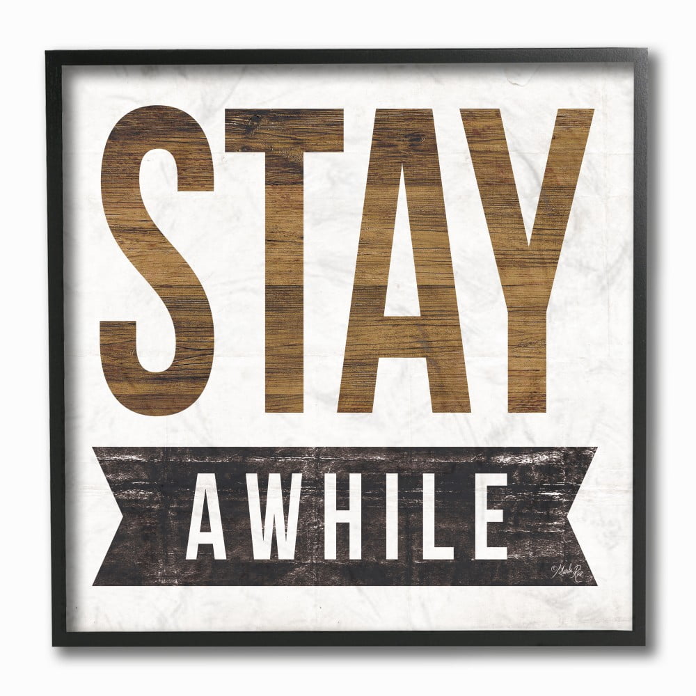 The Stupell Home Decor Stay Awhile Distressed Texture White Wood Look