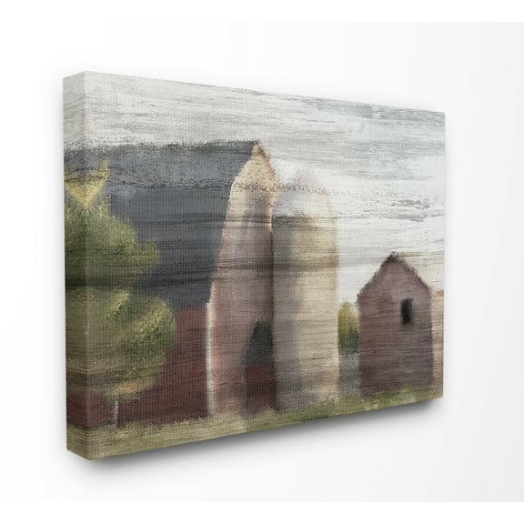The Stupell Home Decor Streaky Rustic Barn Painting in Subdued Tones Canvas Wall Art